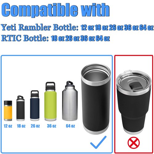 Upgraded Spout Lids for YETI Rambler Water Bottle 12 18 26 36 64 oz Accessories, Big Handle Chug Cap for Rtic Lid Accessories