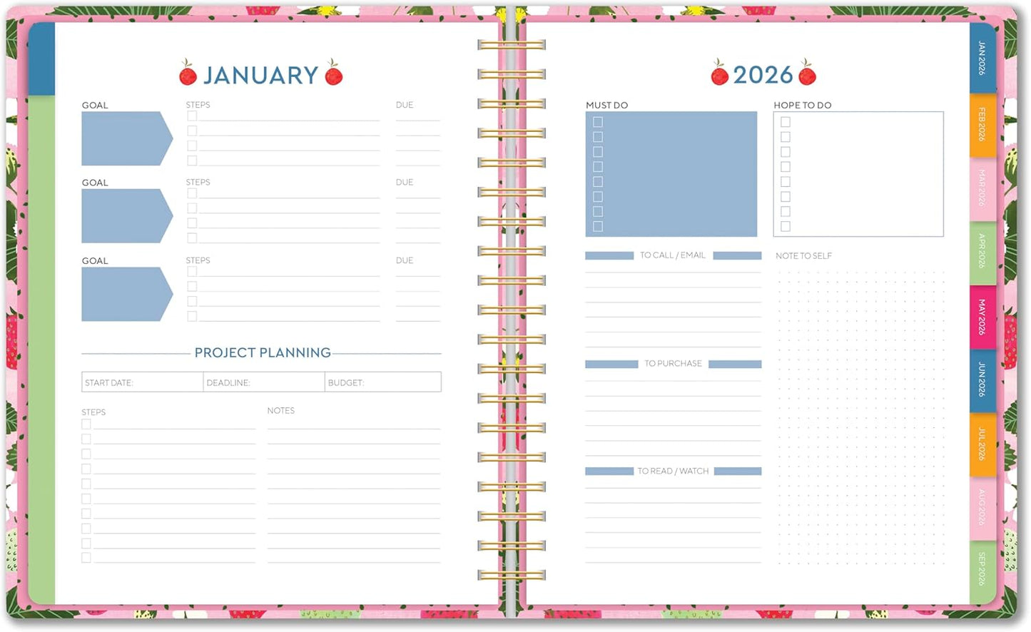 High Note Hardcover Academic Planner 2025-2026, Garden Bee, 9" x 10" 272 Pages, Daily Weekly Monthly Planner 2025-2026 August to December, Back to School Calendar Book for Teachers and Students