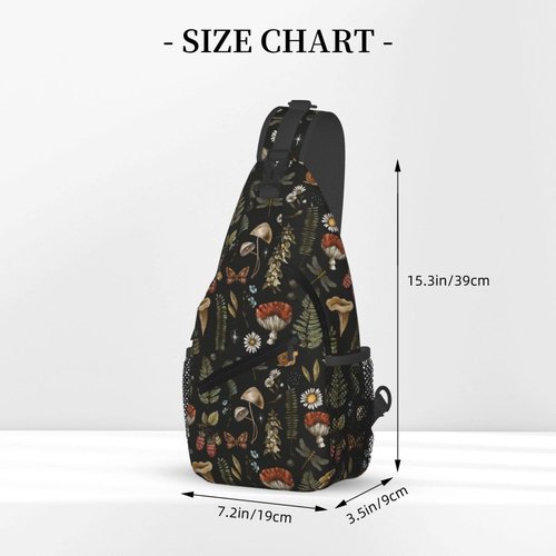 YOZIRIBO Crossbody Sling Bag for Women Men, Sling Backpack Chest Daypack Cross Body Bag Shoulder Bag for Hiking Running Sports Travel (Mushroom)