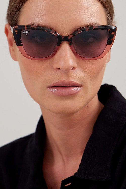 Maui Jim Women's Blossom Polarized Cat Eye Sunglasses, Pink Havana w/Rose/Maui Rose, Small