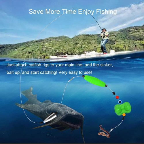SIWRIOM Catfish Rigs Catfish Float Rigs 6PCS Catfishing (A-Double Rattle-7/0 Hook * 6PCS)