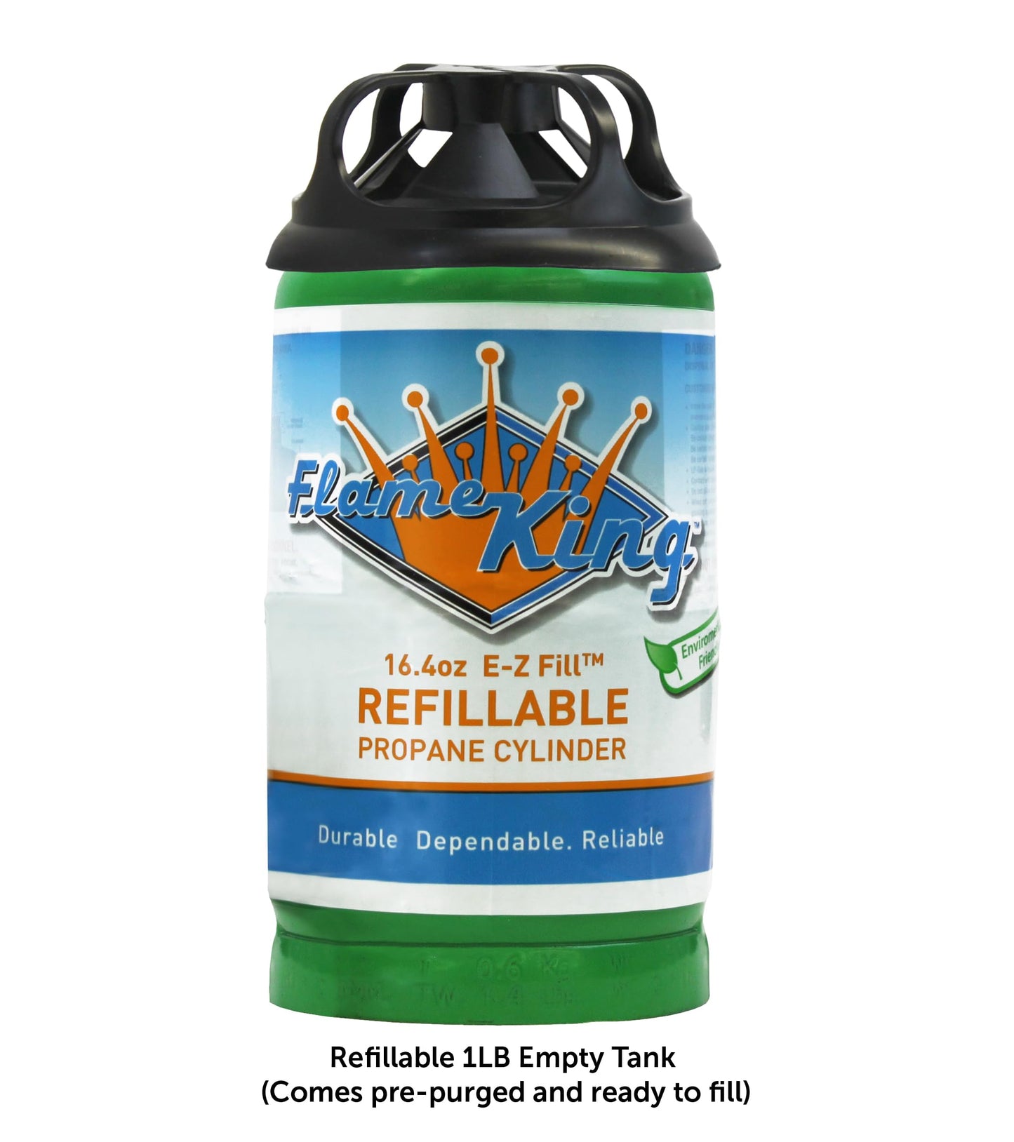 Flame King Refillable 1lb Empty Propane Cylinder Tank - Reusable - Safe and Legal Refill Option - DOT Compliant-16.4 oz (4-Pack)