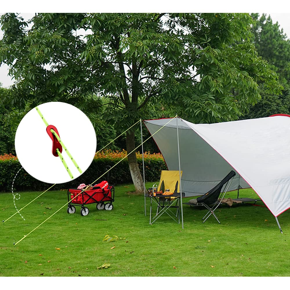 30 PCS Aluminum Alloy Tent Rope Tensioner Dual Holes Guyline Cord Camping Supplies Durable Cord Adjuster Wind Rope Buckle for Camping Hiking Outdoor Activity Tent Accessory