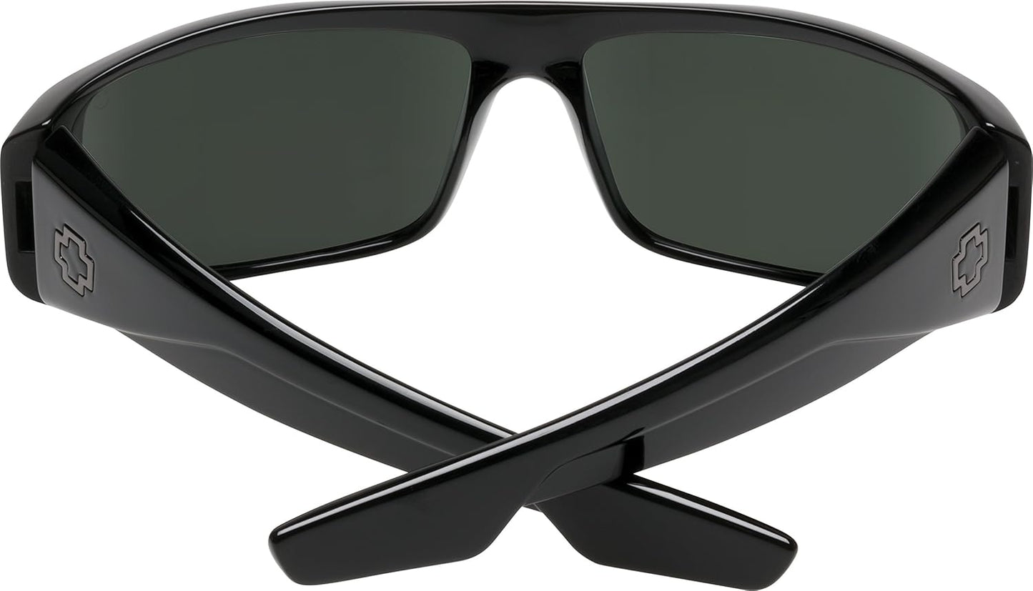 Spy Optic Logan 670939038864 Polarized Wrap Sunglasses, 60 mm (Black/Happy Gray/Green Polar)