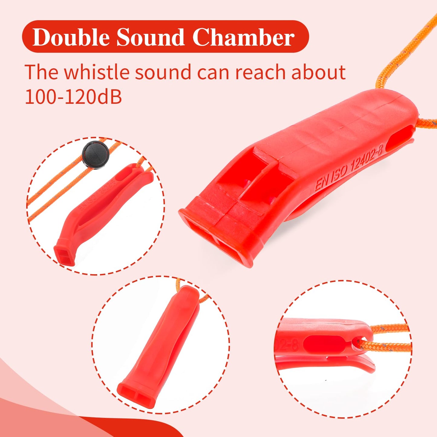 JIEYAO 4 Pcs Emergency Whistles with Adjustable Lanyard, Safety Survival Whistles, Loud Plastic Whistles Boat Floating Marine Whistle for Fishing Hiking Kayaking Camping Safety & Survival Equipment