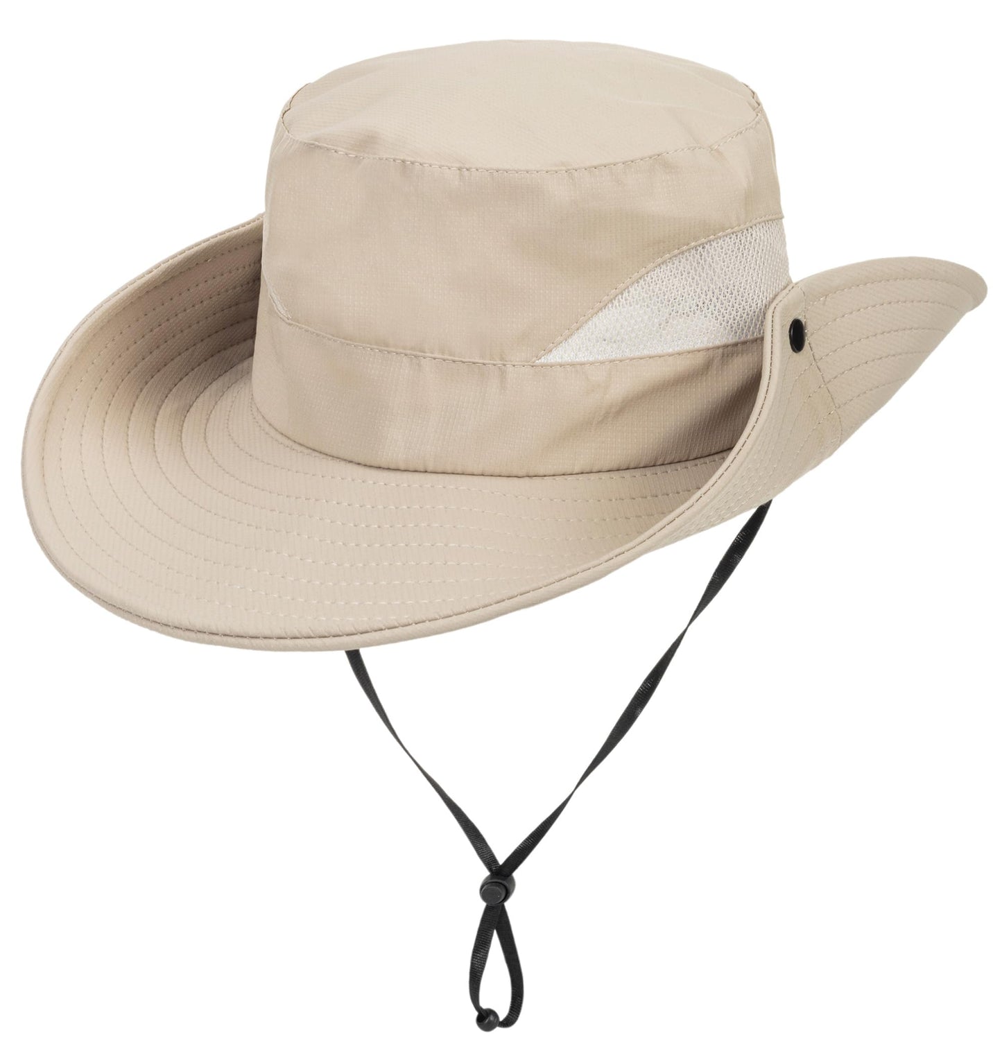 Kids Sun Hat with UV Protection Beach Bucket for Boys & Girls Wide Brim Safari Boonie Cap for Summer Outdoor Dark Beige