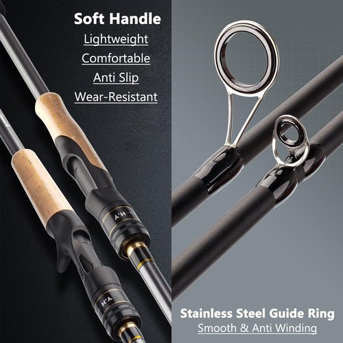 MINISTOREAM Travel Fishing Rods, 4 Piece Fishing Pole,Surf Casting/Spinning Rod,Ultralight Fishing Baitcasting Rod 7ft for Saltwater Trout, Bass, Walleye, Pike (Spinning, 6.5ft/ML)