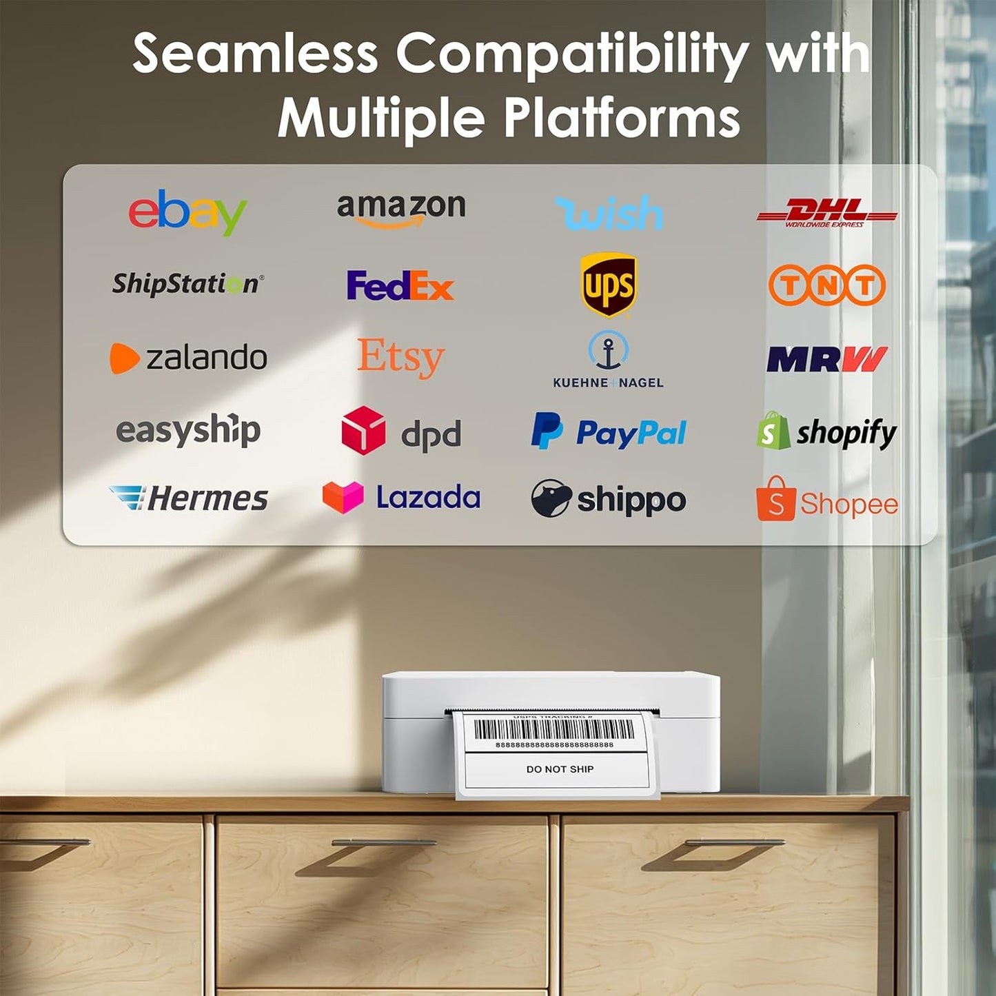 Shipping Thermal Label Printer, 4x6 Portable Label Printer, Bluetooth Label Maker for Small Business, Support iPhone,Android,Windows,Mac,Chromebook,Works with USPS, Ebay,Shopify&More, Black