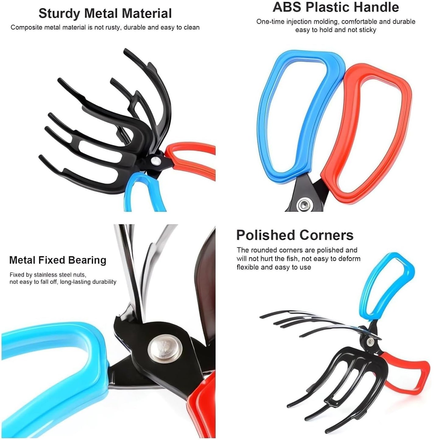 2 Packs Upgrade 2/3 Claw Fish Gripper, Metal Fishing Pliers Gripper Catch Fish Control Clamp, Three Teeth Fishing Pliers Control Forceps Fishing Accessories for Most Freshwater Fish Grip Tackle Holder