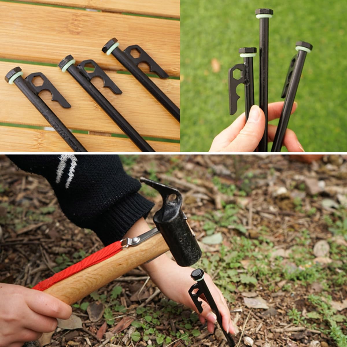 JianLing 50PCS Outdoor Multifunctional Ground Pegs Glow in The Dark Silicone O Ring 15mm Green Fishing Warning Ring Camping Peg Rings Camping Tent Pegs Accessories for Night Warning