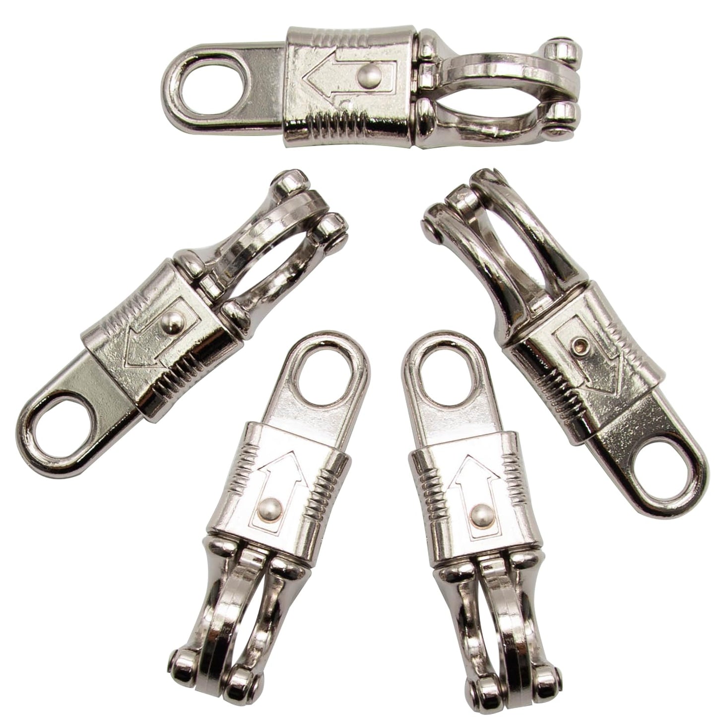 5-Pack Nickel Plated Quick Release Panic Snap with Fixed-Eye, Panic Snap Quick Release Paracord, Get Back Whips Industrial Grade for Get Back Whips