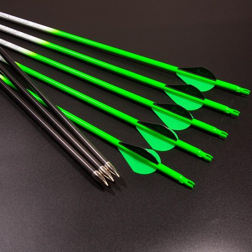 QunYing Archery Carbon Arrow 28 29 30 inch 300 340 350 400 Spine Practice Hunting Arrows for Compound Recurve Bow 12PCS Spine 300