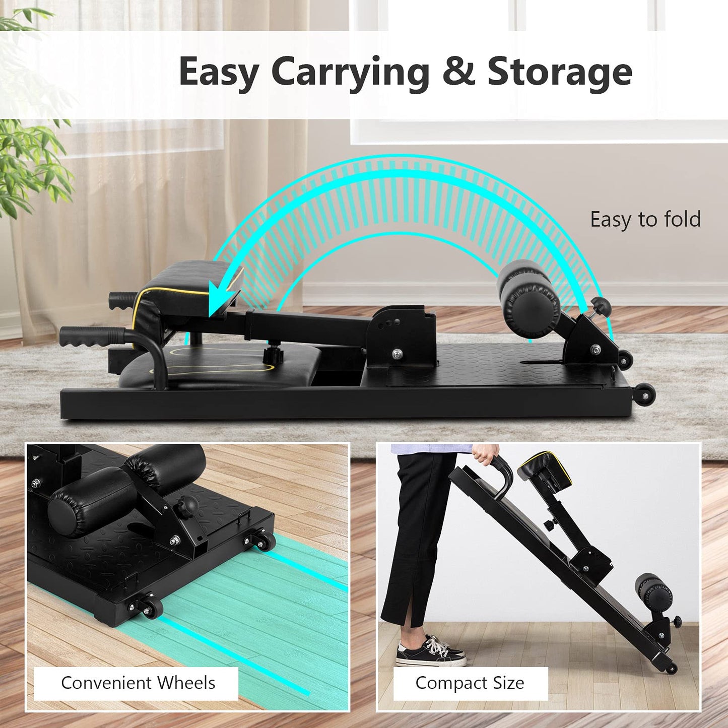 SPORFIT Sissy Squat Machine 8 in 1, Multifunctional Squat Machine Home Gym Equipment for Leg Strength Training, Sit-Up, Push-Up & Plank, Black