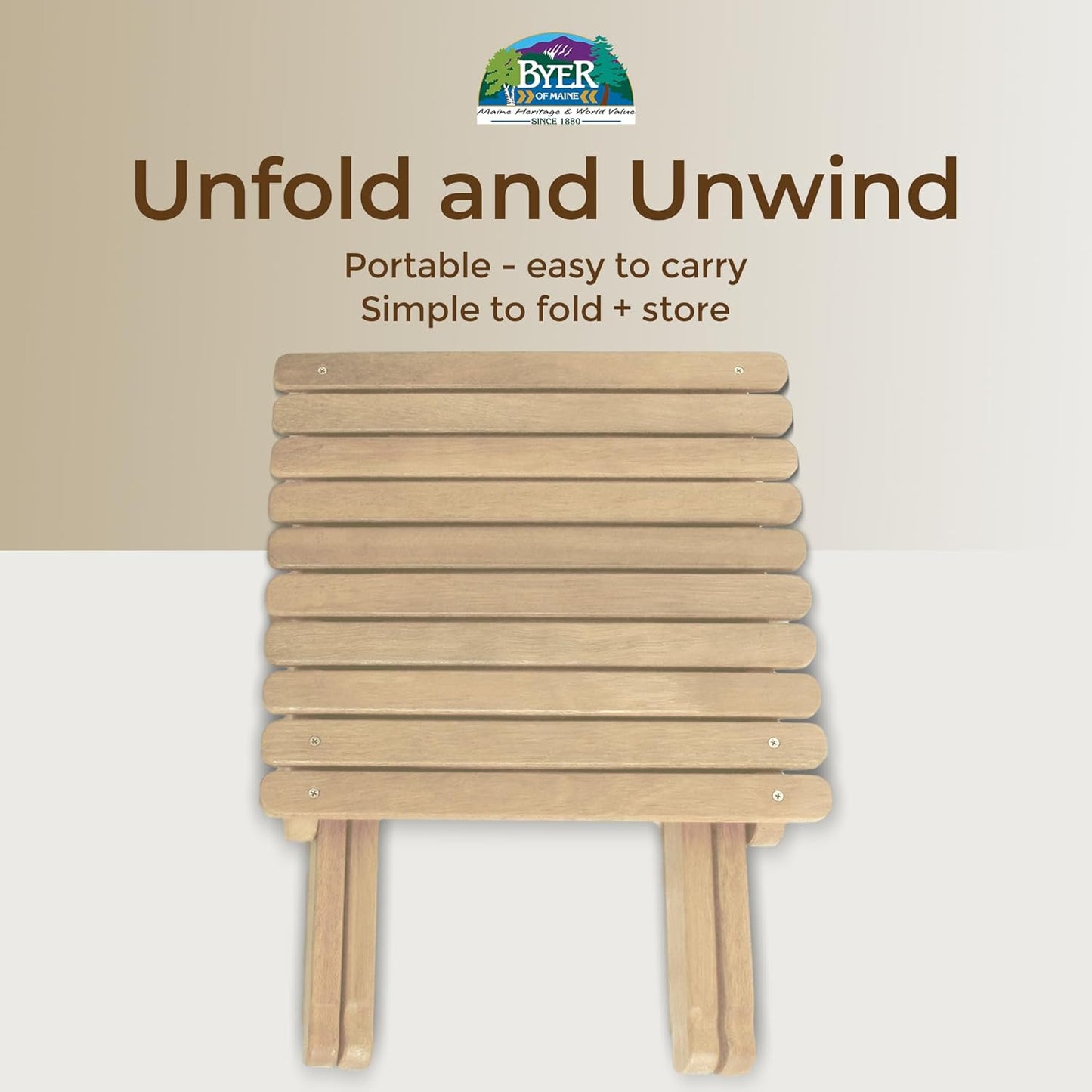 BYER OF MAINE - Pangean Folding Wooden Table, Hardwood Portable Table for Deck, or Camping, Use Indoors or Outdoors - 18" H x 16" W x 16" D