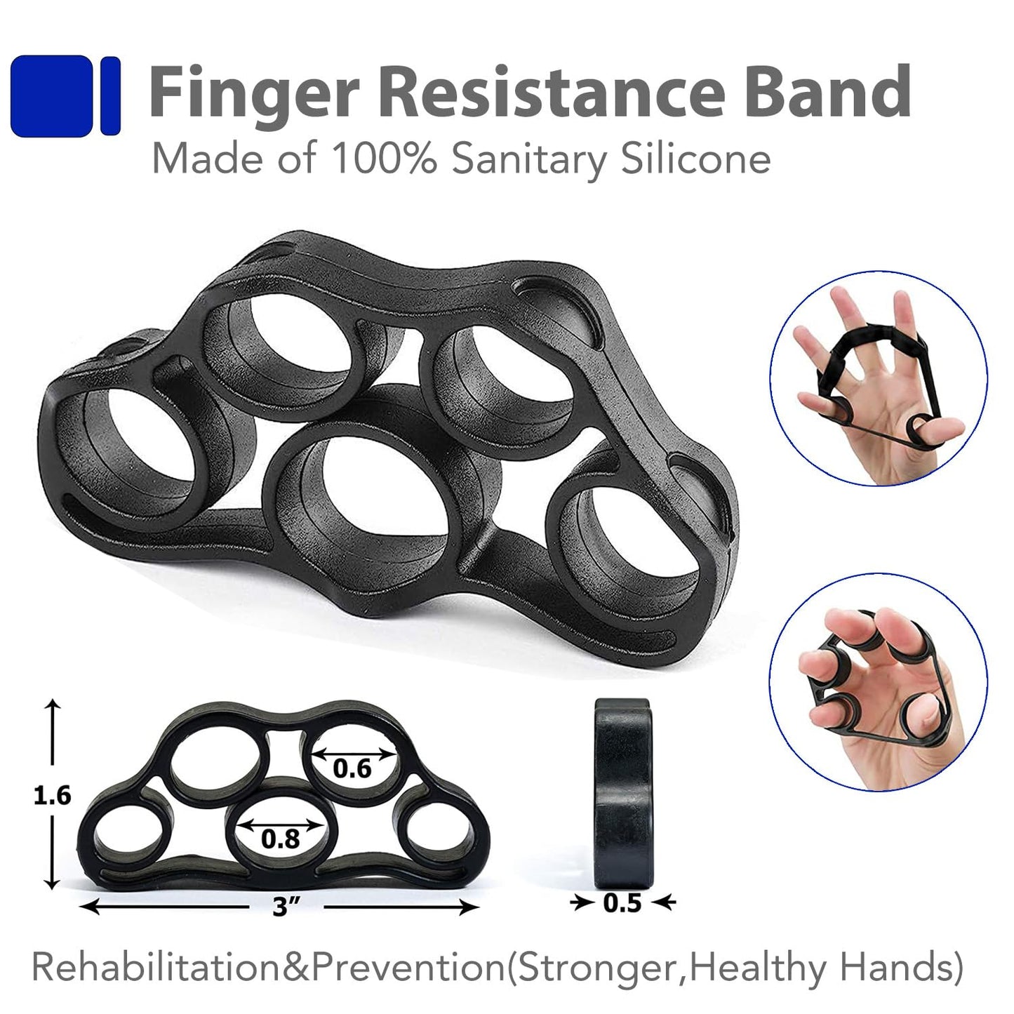 Grip Strength Trainer Kit with Finger Exerciser, Hand Grip Strengthener, Hand Extension Exerciser, Stress Relief Ball, Grip Ring, Gyro Ball for Muscle Building and Injury Recover