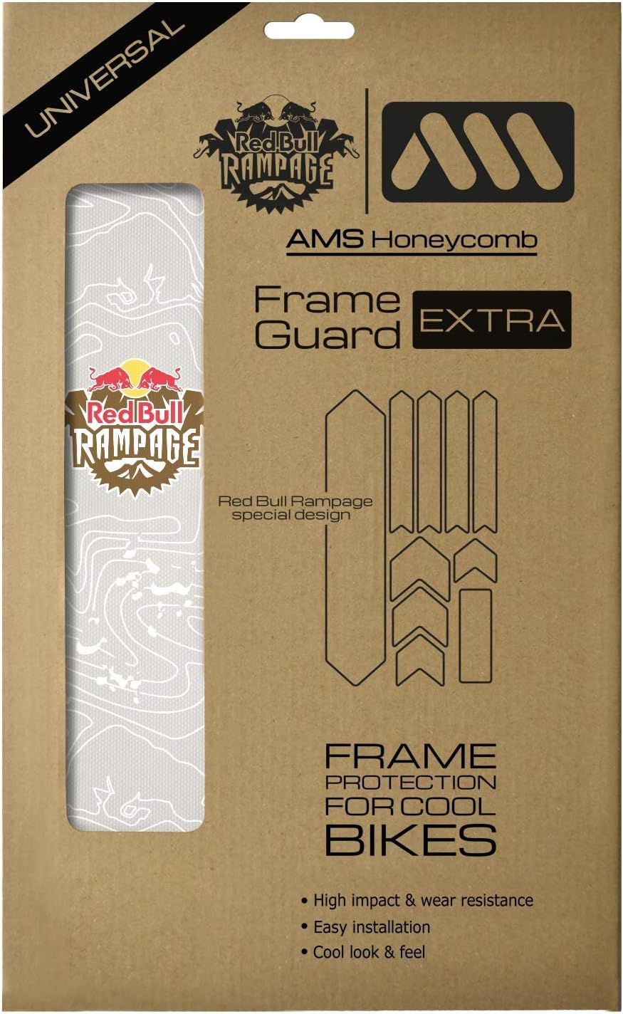 All Mountain Style Bike Frame Protector Extra - Universal Fit, 10-Piece Set for Down Tube, Chainstay, Cable Wear, High-Impact Honeycomb PVC