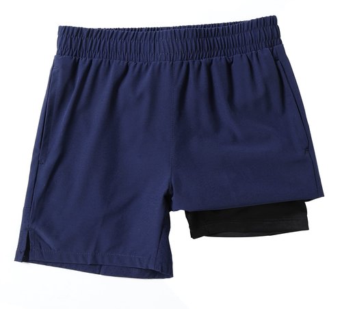 IRELIA Boys Box Brief Liner Compression Mesh Athletic Shorts Pocket Kids Quick Dry Active Sports Shorts with Reflective Strip Navy 10-12