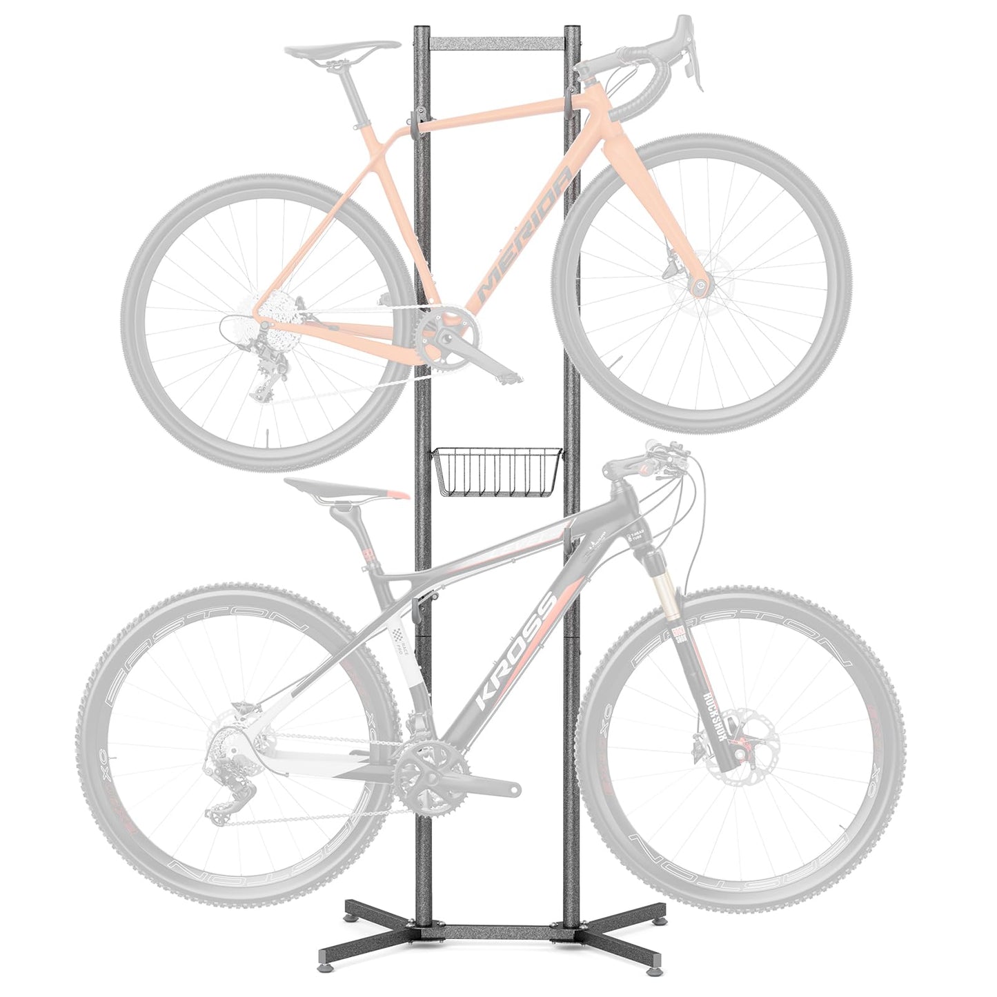 2-/4-Bike Storage Rack with Basket - Bike Rack Garage for Road, Mountain and Hybrid Bike Garage & Home (for 2 Bikes)
