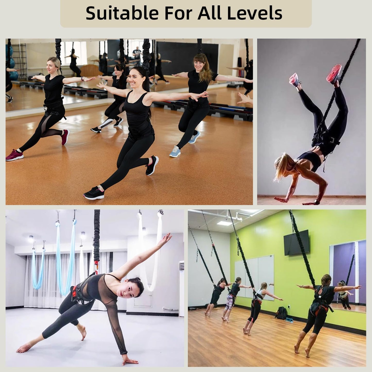 PRIORMAN Bungee Fitness Set, Heavy Resistance Band Set, Professional 4D Yoga Bungee Rope Workout Equipment W/6 Sizes, for Home Gym Training & Fitness(Not for Extreme Sports)(M 132-154 lbs)
