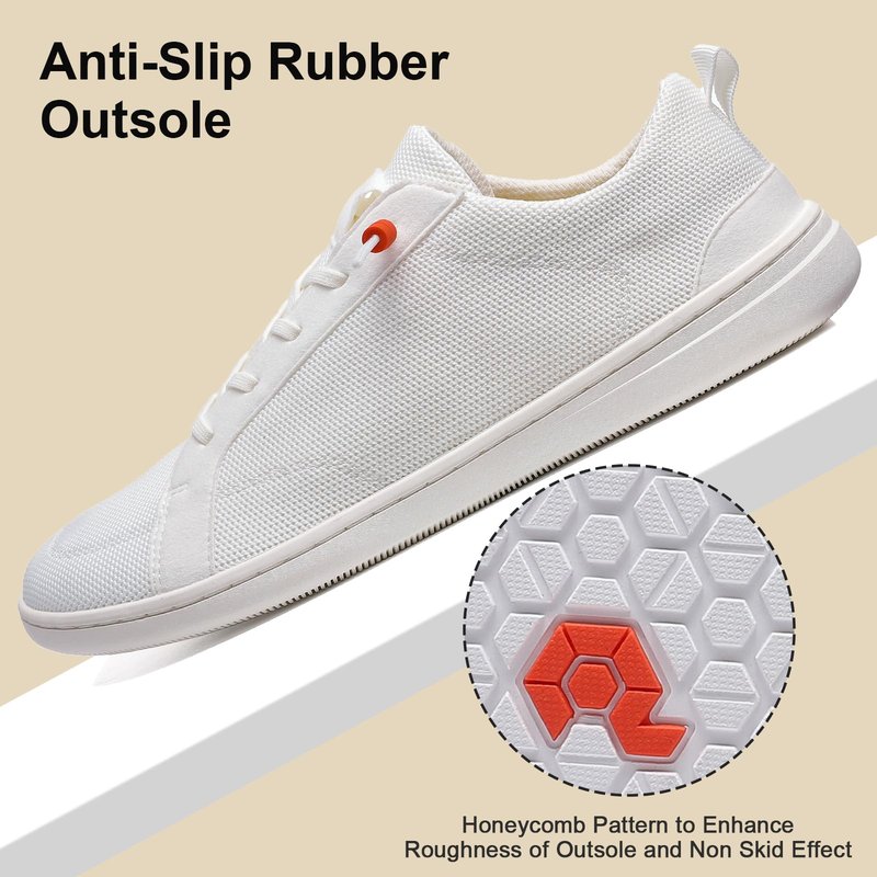 Barefoot Wide Toe Box Shoes for Women - Minimalist Barefoot Shoes with | Zero Drop Sole | Extra Wide Slip on Walking Shoes for Women White Size 8 Wide