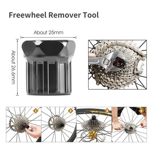 6pcs Bike Repair Tool Kit Multi-Function Mountain Bicycle Bike Repair Tool Kits 3-in-1 Cassette Remover/Wrench Crank Puller/Extractor Chain Breaker/Spoke Wrench/Freewheel Remover/Bottom Bracket