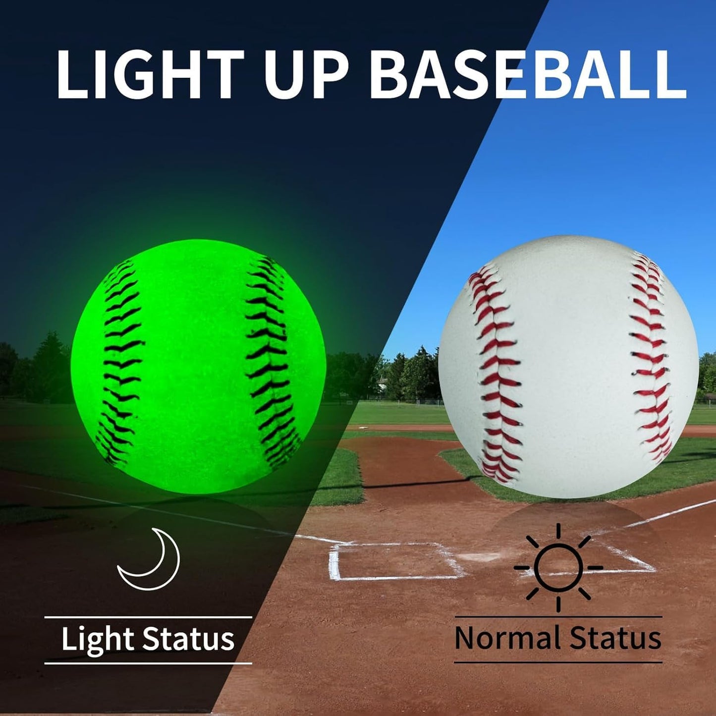 JibInfo Light Up Baseball, Glow in The Dark Baseball Luminous Base Balls for Day & Night Games and Training Gift for Fans Games Official (3 Pack)