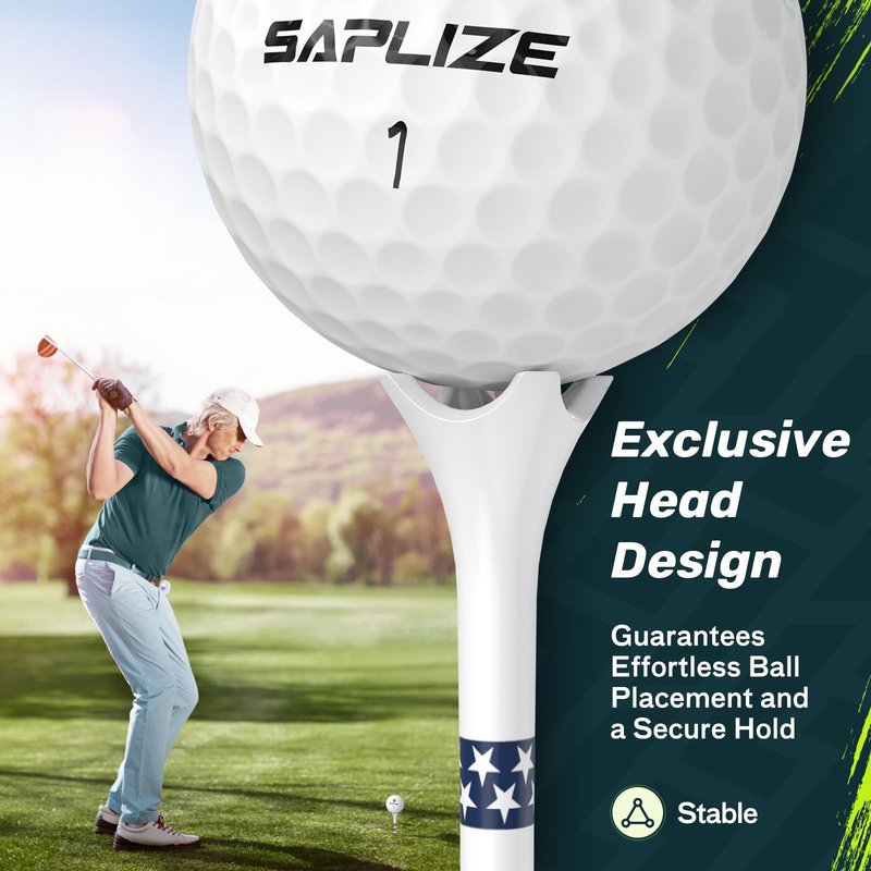 SAPLIZE Professional Plastic Golf Tees, 100/50 Pack (1-1/2'' & 3-1/4''), Engineered to Reduce Friction & Side Spin, Unique Golf Gifts for Golfers