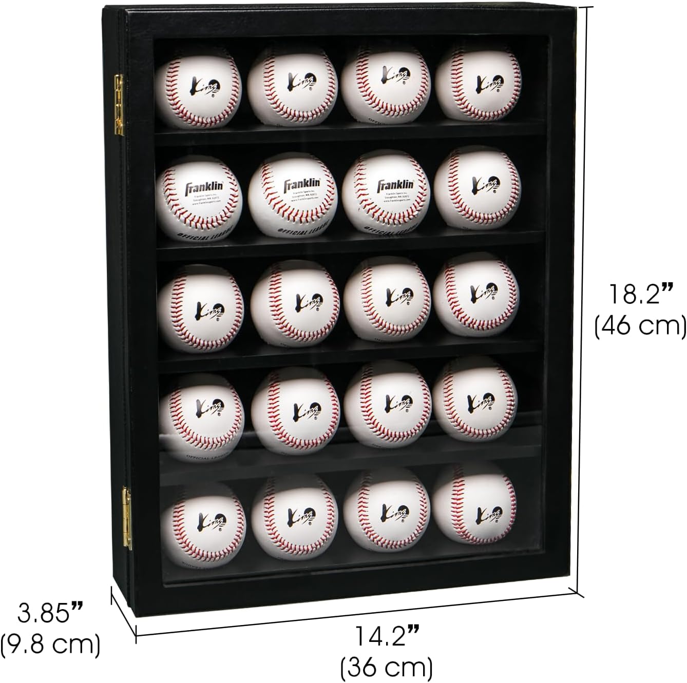 J JACKCUBE DESIGN JackCubeDesign 20 Baseball Display Case Wall Mount Leather Cabinet Wood Shelf Sports Storage Acrylic Cover Rack with Protection 2 Knob(14.2 x 3.9 x 18 inches) – :MK104