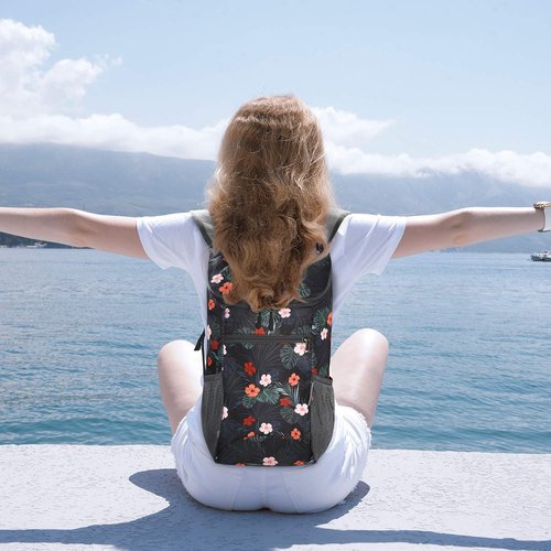 G4Free Small 11 L Foldable Ultralight Backpack Sling Bag RFID Blocking Shoulder Bag for Hiking (Flower+Grey)
