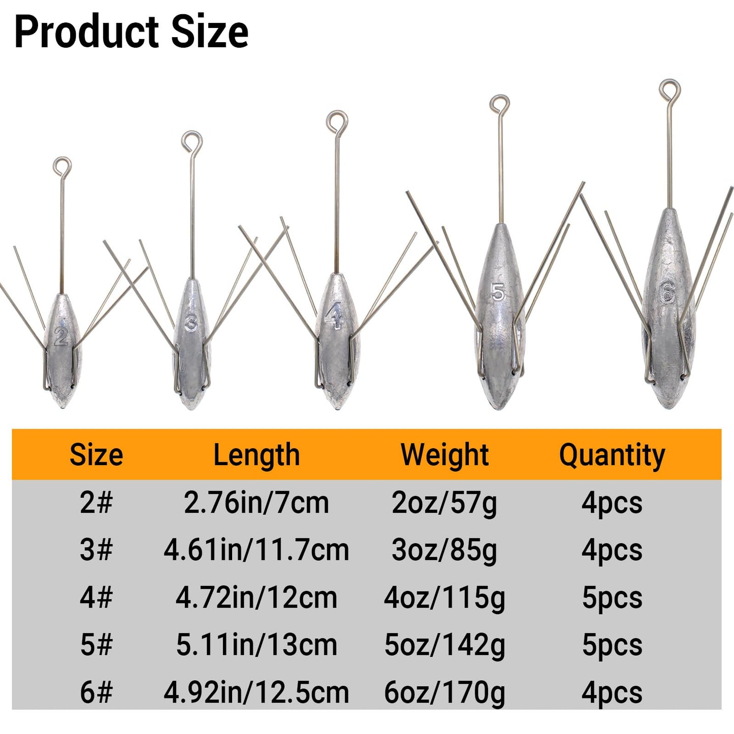 Gefischtter Sputnik Sinker Fishing Weights Lead Fishing Equipment Long Tail Surfing Casting Spider Sinkers for Catfish Saltwater Beach Sand Ocean (3oz - 4pcs)