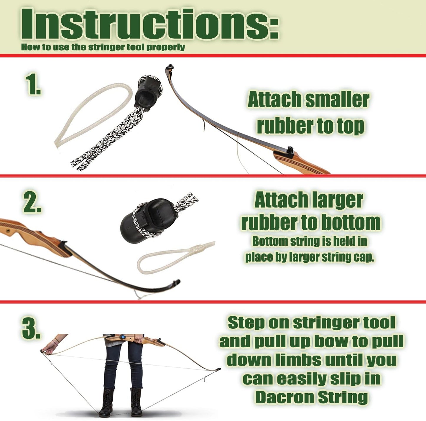 KESHES Archery Recurve Bow Stringer Tool - Limbsaver String Tool for Recurve, Traditional, and Long Bows - Ideal for Archery Target Practice, Hunting, and Bow Accessories - Durable & Easy-to-Use