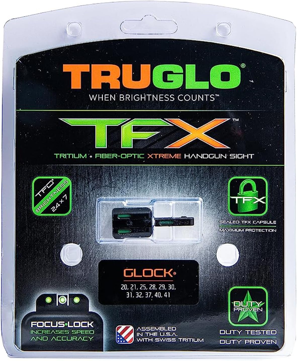 TRUGLO TFX Handgun Sight | Durable Shock-Resistant Compact Brightly Glowing Tritium & Fiber-Optic Xtreme Day/Night Sight for Handguns