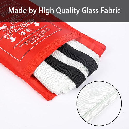 QINGZHE Emergency Fire Blanket for Home and Kitchen - 2 Pack 40"x40" Flame Suppression Fiberglass Fire Blankets for House Camping Car Office Warehouse Emergency Survival Safety