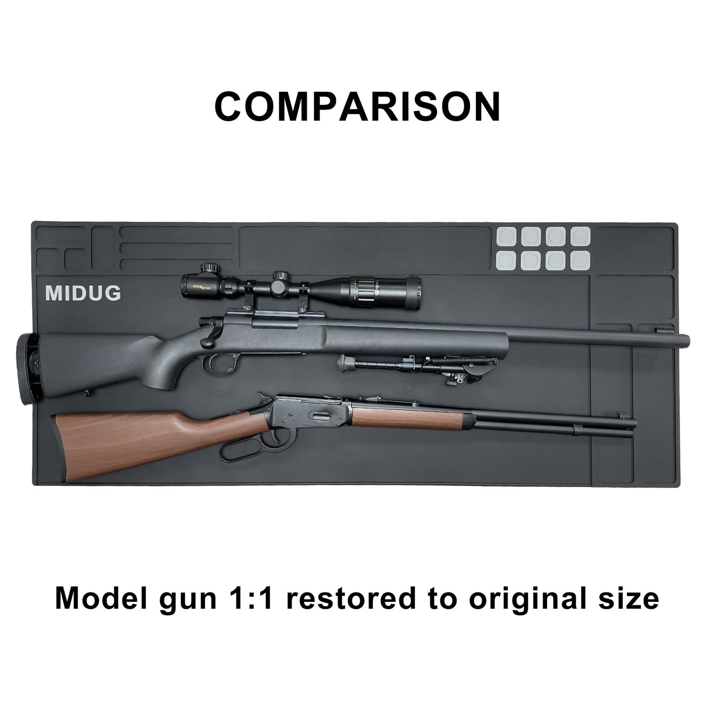 43”X18” Large Gun Cleaning Mat Padded with Magnetic Non-Slip Rubber Protective Repair Mat for Shotgun Rifle WF & Oil Resistant Black