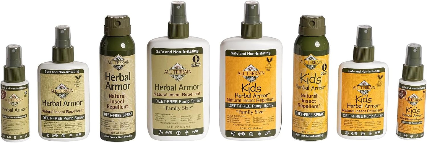 Kids Herbal Armor DEET-Free Pump Spray 4oz. Insect Repellent, Plant-Based and All-Natural Bug Repellent, Safe for Family and Pets, Mosquito and Bug Protection
