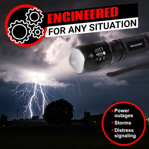 GearLight LED Flashlights - Mini Camping Flashlights with High Lumens, 5 Modes, Zoomable Beam - Bright and Versatile Flash Light for Outdoor and Home Use - S1000-2 Pack, (Batteries Not Included)