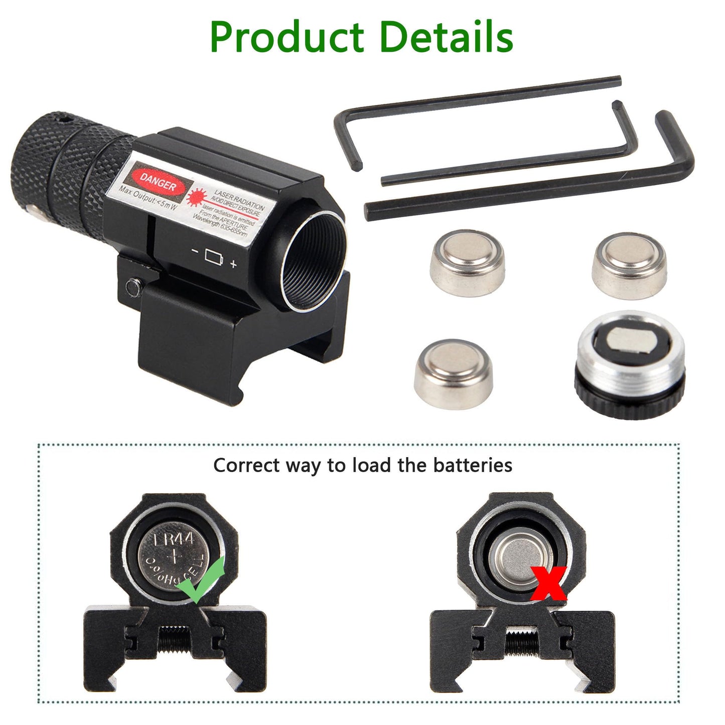 KASENTE Red Laser Beam Sight with 21mm Picatinny Weaver Rail Mount for Airsoft Gun Pistol Rifle, Black