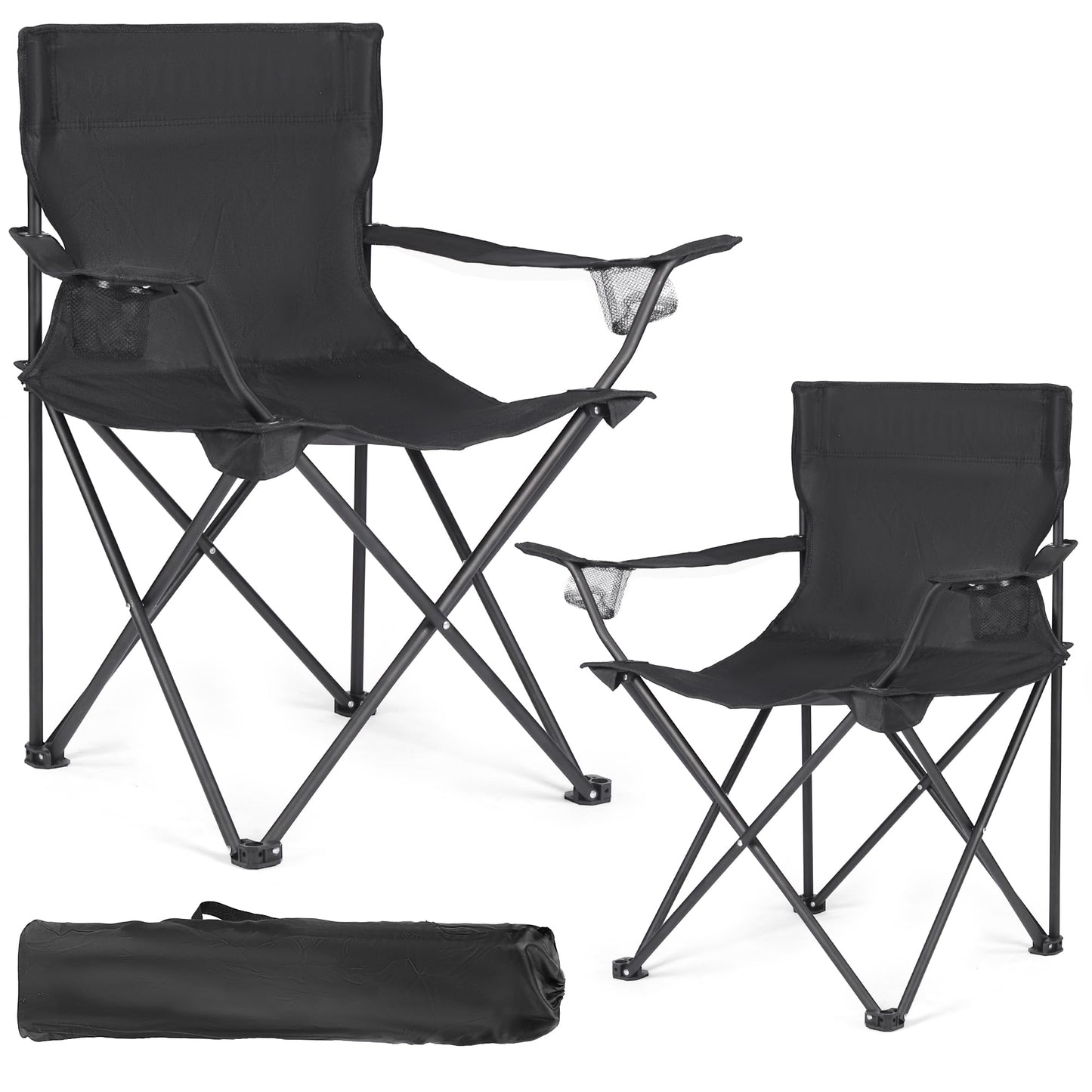 2 Pack Camping Chairs -Lightweight and Supportive Chairs for Adult and Lightweight Individuals - Compact, Durable, and Portable - Ideal for Camping, Hiking, Beach, and Picnics -Carry Bag