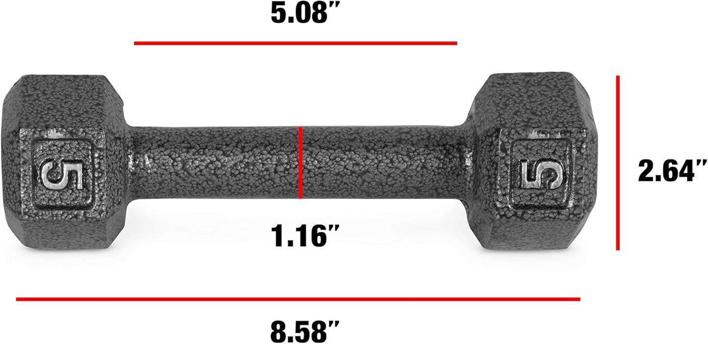 CAP Barbell Black Cast Iron Hex Dumbbell | 5-120 LBs | Single or Pair