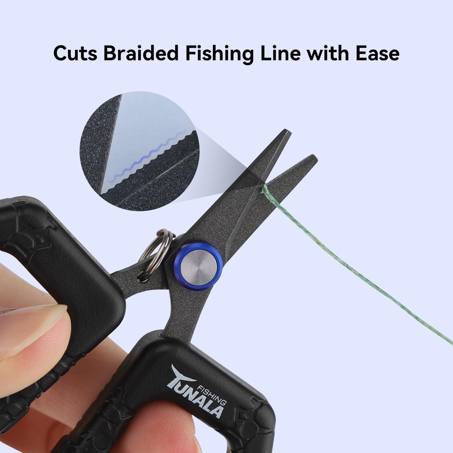 Fishing Scissors for Braided Line Fishing Line Cutter with Serrated Blades,Braid Mono & Fluorocarbon Scissors for Saltwater Fishing Gear with Coiled Lanyard