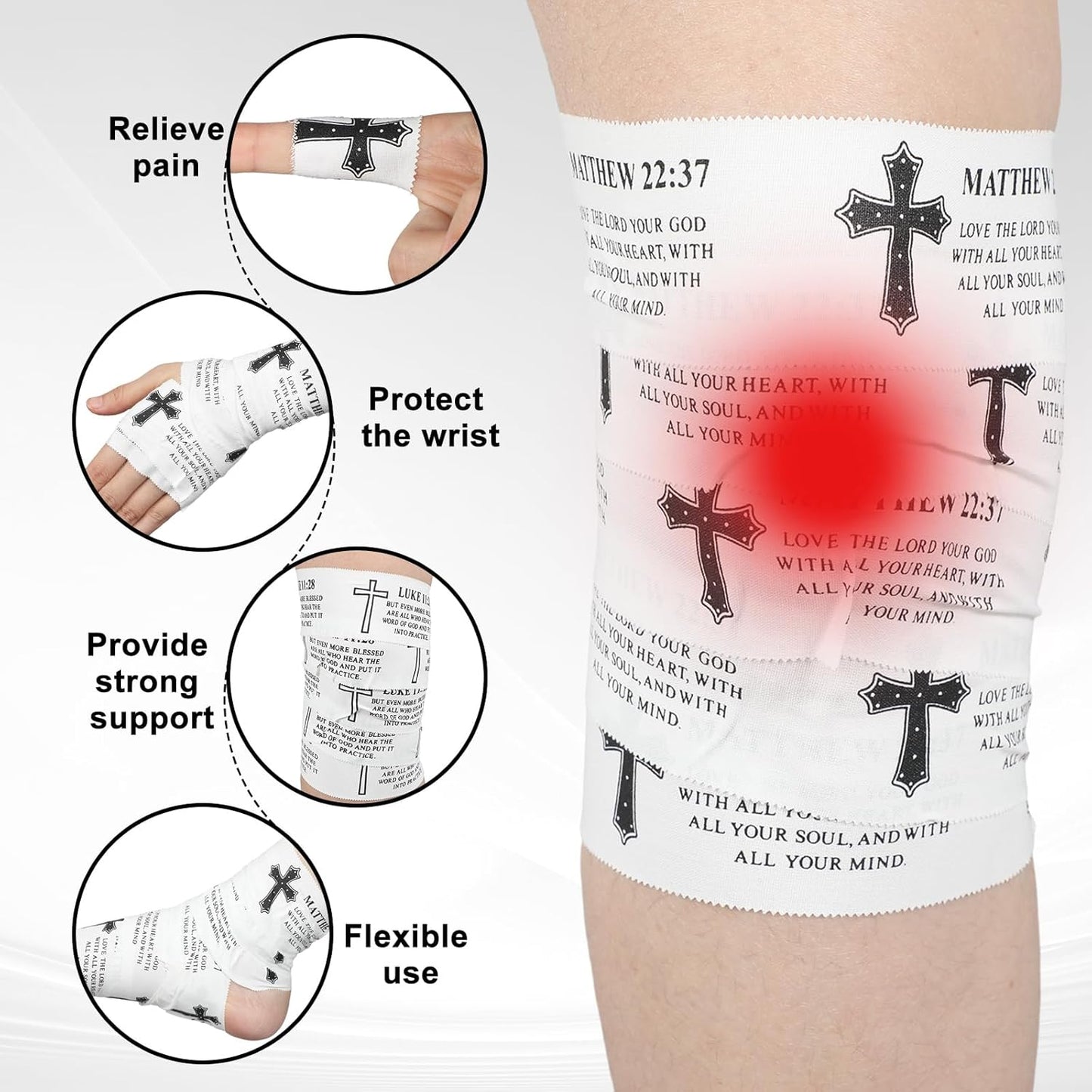 Christian Athletic Tape | 2 Pcs Cotton Sports Wrap 2in x 23ft | White