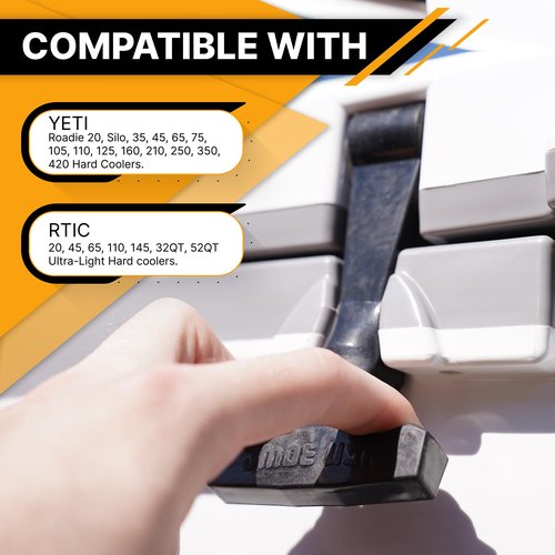 Jmoe USA Upgraded Cooler Latches Replacement | Fits RTIC & Yeti Coolers | Tough Durable Rubber Material | 2-Pack | Fits Tundra, Roadie, Haul, Silo, 52 qt Ultra-Light, and More | Includes Metal Pry Bar