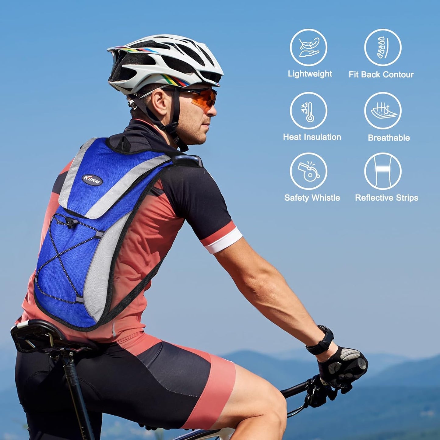 KUYOU Running Hydration Vest - Lightweight Insulated Hydration Backpack with 2L Water Bladder, Adjustable Chest Straps and Reflective Water Backpack for Trail Running Marathon Race Hiking Cycling
