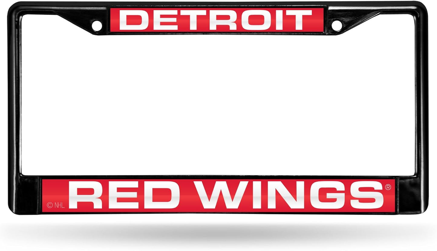Rico Industries Ricepod NHL Detroit Red Wings Black Black Laser Cut Chrome Frame 12" x 6" 12" x 6" Black Laser Cut Chrome Frame - Car/Truck/SUV Automobile Accessory