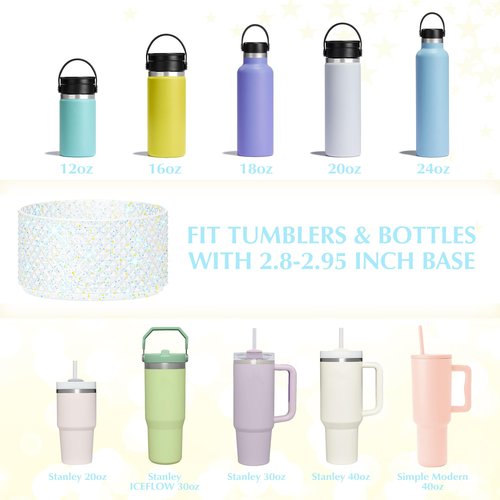 UBEEKOO Silicone Boot for Owala Water Bottle 24 oz, for Stanley Cup 20-40oz, Anti-Slip Protective Sleeve for FreeSip/Twist/Flip Stainless Steel Water Bottles Accessories,BlueGlitter