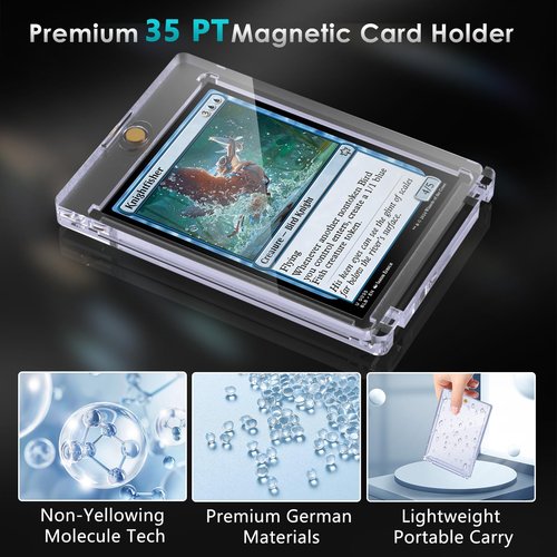 35pt Magnetic Card Holder for Trading Cards 25ct One Card Holder Touch Baseball Card Protectors Hard Plastic Magnetic Card Case Sports Display Football Magnetic Top Loads for Cards Sleeves