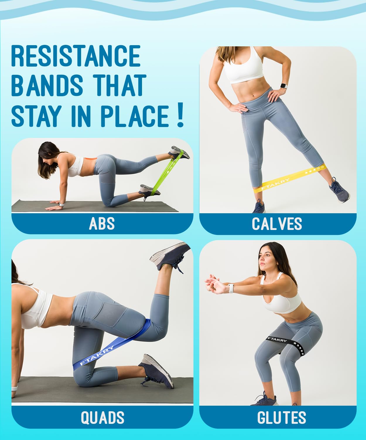 FTAKRY Resistance Bands for Working Out, Exercise Bands with 5 Resistance Levels, Natural Latex Resistance Bands Designed for Home Fitness, Strength Training and Flexibility Exercises (Assorted)