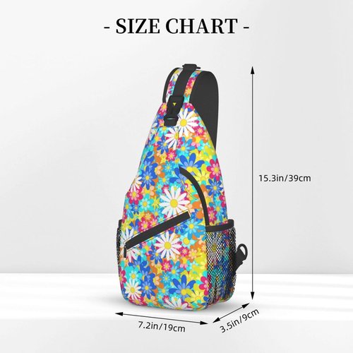 Daisy Flower Sling Backpack Chest Bag Crossbody Shoulder Bag Gym Cycling Travel Hiking Daypack For Men Women