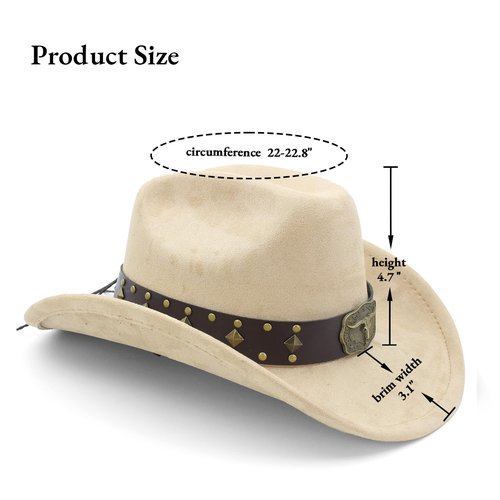 LIDHAY Cowboy Hat for Women Men with Shapeable Wide Brim Western Suede Hat for Cowboys and Cowgirls XG-JPNT Camel