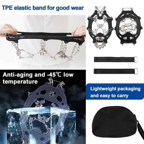 32-Spike Hiking Boots & Shoes Traction Cleats Ice Snow Grips Stainless Steel Anti Slip for Winter Outdoor Activities